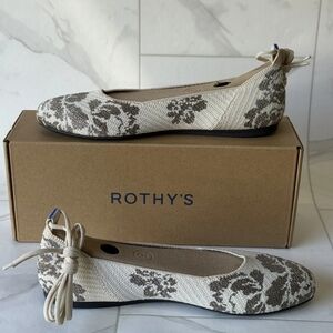 Rothy's Women's Floral Ballet Flats - Cream and Brown